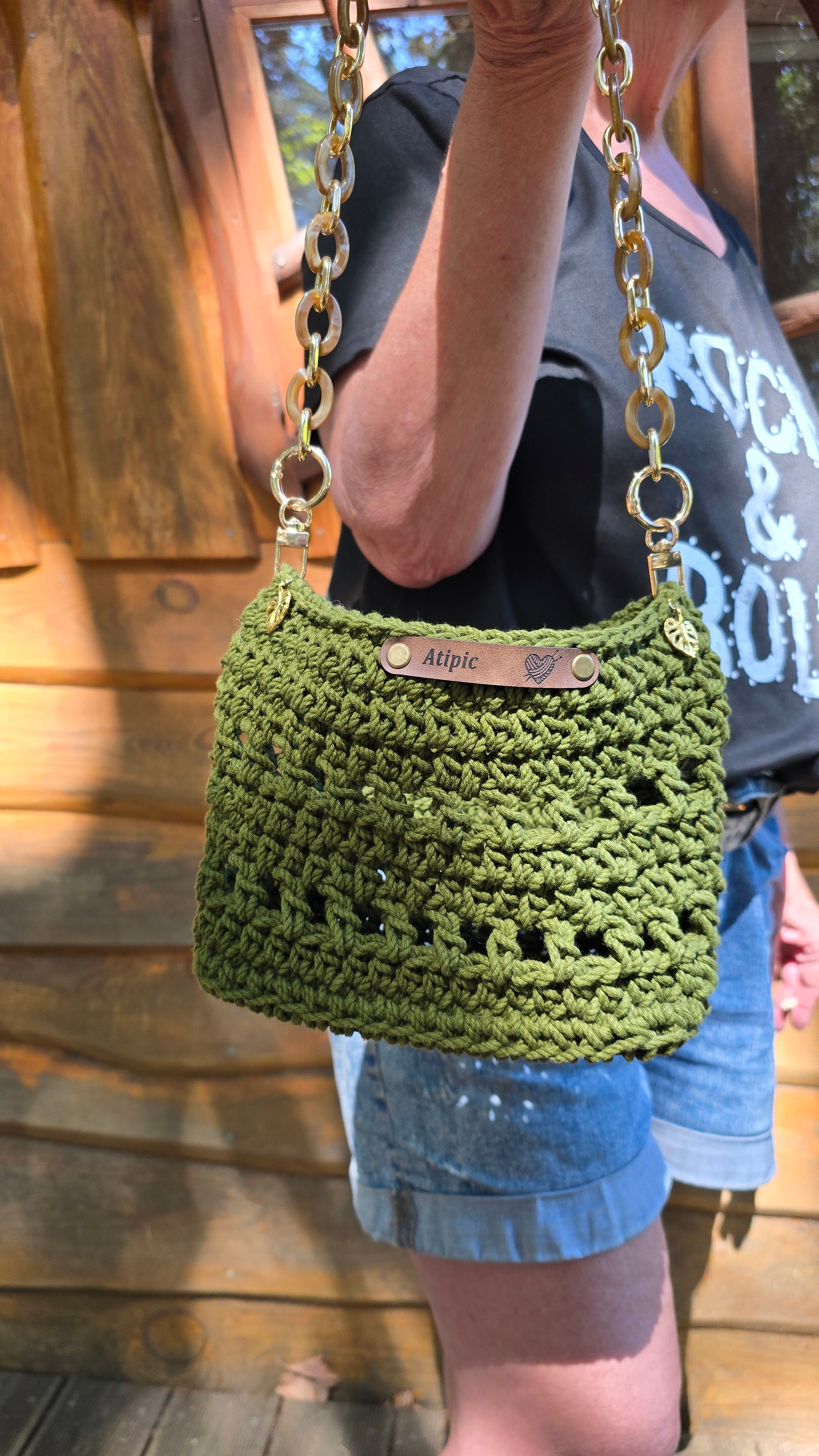 Sac à main Kaki doré