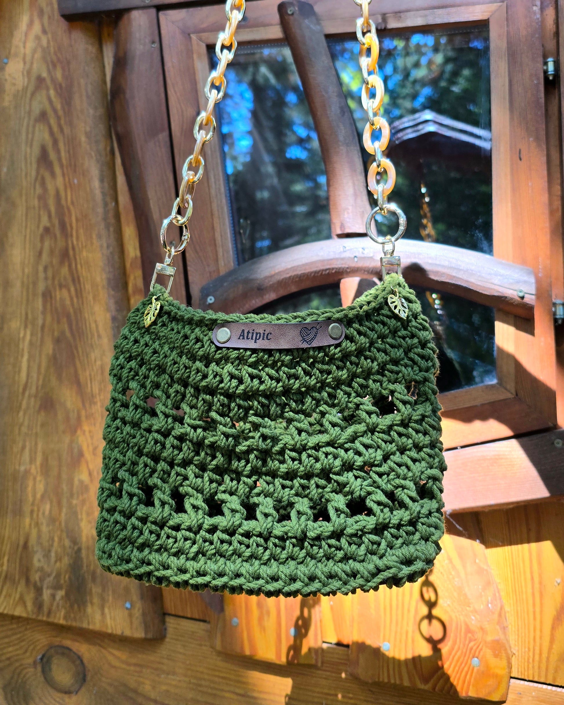 Sac à main Kaki doré