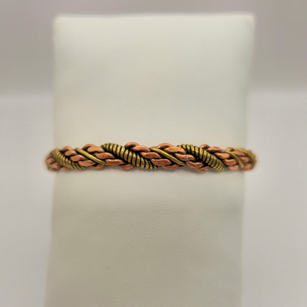 Bracelet torsadé couleur bronze/or - triple torsade
