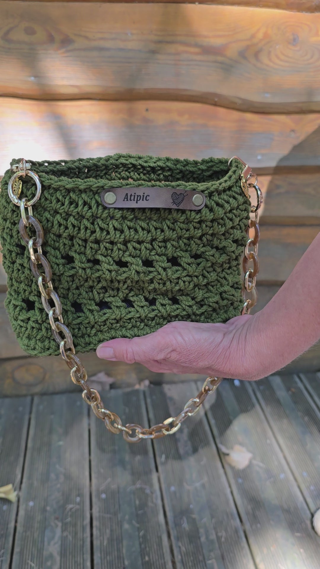 Sac à main Kaki doré