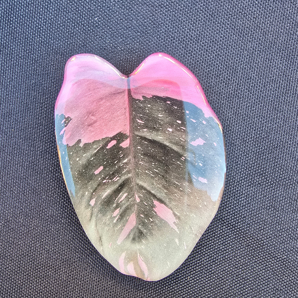 Support de téléphone feuille rose & noire