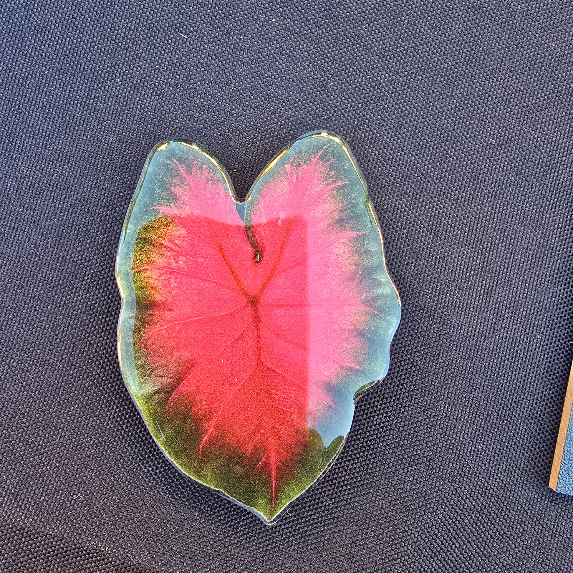 Support de téléphone feuille rose et vert